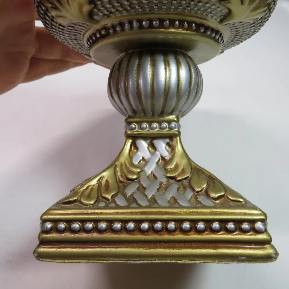 Candle Pedestal w multi- dimensional textures, Two Tone Metal colors 5